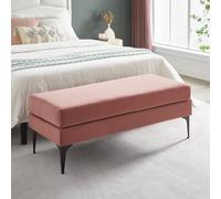 Sicaan Banc Coffre de Rangement Max Velours Vieux Rose - Banquette Intérieure Élégante et Moderne - Style Vintage Chic avec Détails Métalliques - Confortable Pratique Design Chambre Entrée Salon