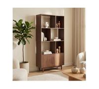 Sicaan bibliothèque scandinave h.180cm, 2 portes et 6 niches finition noyer - lila