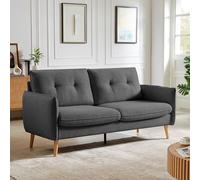 Sicaan Canapé 2 Places Scandinave CHLOÉ en Tissu Gris Foncé - Droit Compact et Élégant - Sofa Moderne et Confortable Style Nordique Chic pour Salon, Chambre ou Bureau - 182x82x92 cm
