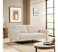 Sicaan Canapé 2 Places Vintage Oskar Velours Côtelé Beige - Sofa Fixe avec Coussins Déhoussables et Structure Bois Robuste - Canapé Chic Élégant et Confortable pour Salon Moderne - 173x85x92 cm