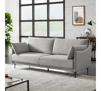 Sicaan Canapé 3 Places Industriel Sasha en Tissu Gris Clair - Canapé Droit Rectiligne Élégant et Robuste - Sofa Confortable Style Urbain Chic pour Salon, Appartement ou Loft - 203 x 85 x 86 cm