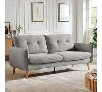 Sicaan Canapé 3 Places Scandinave CHLOÉ en Tissu Gris Clair - Canapé Droit Élégant et Moderne - Sofa Spacieux et Confortable Style Nordique Chic pour Salon ou Bureau - Canapé Rectiligne 210x82x92 cm