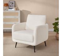 Sicaan Fauteuil Design Emma Tissu Bouclette Blanc - Fauteuil Moderne et Confortable - Assise Ergonomique Élégante pour Salon, Chambre ou Bureau - Style Contemporain Chic 71x75x81 cm