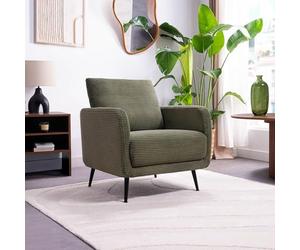 Sicaan Fauteuil Design Emma Velours Côtelé Vert Sauge - Fauteuil Moderne et Confortable - Assise Ergonomique Élégante pour Salon, Chambre ou Bureau - Style Contemporain Chic 71x75x81 cm