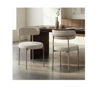 Sicaan lot de 2 chaises rembourrées tissu chenille beige et pieds métal beige gaby