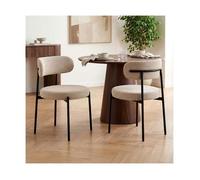 Sicaan lot de 2 chaises rembourrées velours côtelé beige et pieds métal noir iris