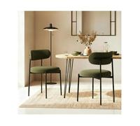 Sicaan lot de 2 chaises rembourrées velours côtelé kaki et pieds métal noir iris