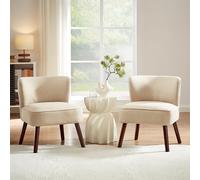 Sicaan Lot de 2 Fauteuils Cocktail JOFI en Tissu Beige - Design Vintage Chic et Élégant - Assise Confortable et Compacte pour Salon Chambre Bureau - Style Rétro Intemporel et Sophistiqué - 64x67x72 cm