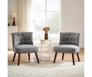 Sicaan Lot de 2 Fauteuils Crapaud | Jacques, Élégant Capitonnage à Boutons, Capitonné Tissu Gris Foncé, Charge Max 110 KG, L.56.5 x P.62 x H.73 cm, Confortable et Moelleuse, Fauteuil de Salon Moderne