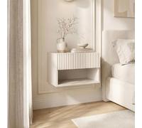 Sicaan Lot De 2 Tables De Chevet Leya 40 x 30 x 30 cm - Beige À Tasseaux - Panneau De Particules Et MDF Mélaminés 15 mm - 1 Tiroir - 1 Niche - Push-to-Open - Suspendues Ou Au Sol - Charge 10 kg