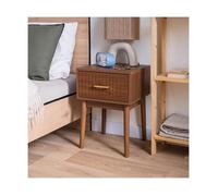 Sicaan lot de 2 tables de chevet rétro 1 tiroir, finition noyer milo