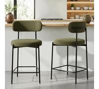 Sicaan Lot de 2 tabourets de Bar 65 cm Velours côtelé Kaki - 96x51,5x53 cm - Collection Iris - Design Moderne - Assise Confortable - Pieds Stables - Cuisine îlot Central - Livrés en kit