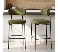 Sicaan Lot de 2 tabourets de Bar 75 cm Velours côtelé Kaki - 107x51x52,5 cm - Collection Iris - Design Moderne élégant - Assise Confortable - Pieds Stables Robustes - Kit
