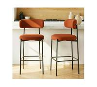 Sicaan lot de 2 tabourets de bar h75cm rembourrés velours côtelé terracotta et pieds métal noir
