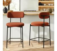 Sicaan Lot de 2 tabourets de Bar Modernes Iris Velours côtelé Terracotta 65cm