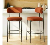 Sicaan Lot de 2 tabourets de Bar Modernes Iris Velours côtelé Terracotta 75cm