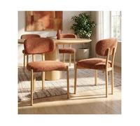 Sicaan lot de 4 chaises style scandinave tissu chenille terracotta pieds métal effet chêne mia