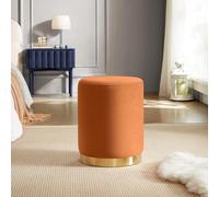 Sicaan Pouf Charlotte I Velours Orange brûlée et Métal Doré