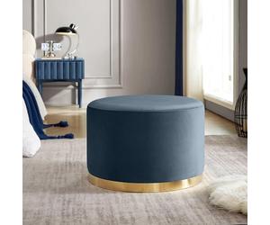 Sicaan Pouf Repose-Pieds Charlotte Velours Chic - Tabouret Design Art Déco Glamour - Assise Élégante avec Anneau Doré - Ottoman Déco pour Salon ou Chambre - 60x60x40 cm