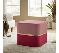 Sicaan Pouf Repose-Pieds Kate Velours Rose Framboise avec Base en Métal Doré - Tabouret Chic et Élégant Style Art - Ottoman Polyvalent et Confortable pour Salon, Chambre ou Bureau - 50 x 50 x 45 cm