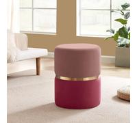 Sicaan Pouf Repose-Pieds LOUISE - Velours Rose Framboise avec Base Doré - Tabouret Chic et Élégant Style Art - Assise Polyvalente et Confortable pour Salon, Chambre ou Bureau - Ottoman 35 x 35 x 44 cm