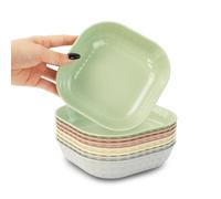 SICANAUO Lot de 8 assiettes en plastique colorées réutilisables | 14,5 cm, petites assiettes plates, assiettes à dessert pour gâteaux, collations, fruits, pain, pique-nique, fête