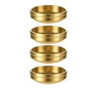 Sicheii Lot de 4 Bols à Sauce Soja en Acier Inoxydable Doré, Double Étage Bols à Tapas et Sauces, Petit Bols à Trempette Condiments, Mini Ramequins en Métal pour Frites, Épices, Sushis, 9cm