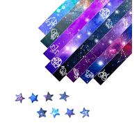 Sicheii Lot de 540 Feuilles de Papier Lucky Star - 12 Bandes de Papier Origami - 8 Motifs - pour Fabrication d'Étoiles Origami, Ciel Étoilé - Bandes de Papier Pliables pour Loisirs Créatifs - B