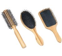 Sichler Beauty : 3 brosses à cheveux en bambou : ronde, plate et ovale G