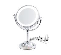Sichler Beauty Miroir grossissant 5x à éclairage LED avec enceinte bluetooth - Ø 112 mm