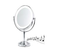 Sichler Beauty Miroir grossissant 5x à éclairage LED avec enceinte bluetooth - 123 x 175 mm