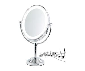 Sichler Beauty Miroir grossissant 5x à éclairage LED avec enceinte bluetooth - 123 x 175 mm