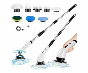 Sichler Haushaltsgeräte Brosse de nettoyage électrique rechargeable avec manche télescopique amovible