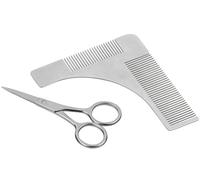 Traceur de contours de barbe et peigne 2 en 1 en acier inoxydable, avec ciseaux [Sichler Men's Care]