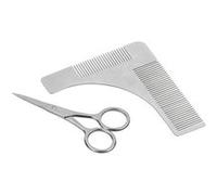 Sichler Men's Care Traceur de contours de barbe et peigne 2 en 1 en acier inoxydable, avec ciseaux