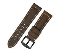 SiChouwz Bracelet De Montre En Cuir Cheval Fou Vintage Fait À La Main Couche Supérieure Peau Vache 19mm-24mm Largeur Sangles Réglables For Montres(Brown black buckle,24mm)