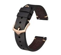 SiChouwz Bracelet De Montre En Cuir Véritable, 5 Couleurs, 18mm, 20mm, 22mm, Avec Boucle Or Rose(Black - Rose,22mm)