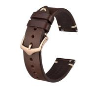 SiChouwz Bracelet De Montre En Cuir Véritable, 5 Couleurs, 18mm, 20mm, 22mm, Avec Boucle Or Rose(Coffee Brown - Rose,18mm)