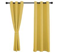 Sichtschutz Rideau Chambre 180x160cm(H x B), Rideau Fenêtre Cuisine Lavables pour La Decoration de Chambre 1pièce-Jaune Moutarde
