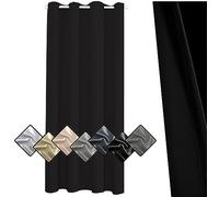 Sichtschutz Rideaux Salon 90x200cm, Rideau Occultant Court, La même Tissu Avant qu'arrière pour Chambre, Salon, Bureau,Noir -1 pièce Hauteur x Largeur