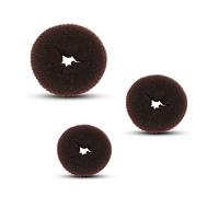 SiChun - Lot de 3 mini donuts à chignon - Pour cheveux châtains - Anneau en maille - Pour un chignon haut ou bas - Pour cheveux fins ou cheveux d'enfants