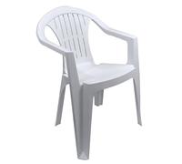 Sicignano (2 pièces) Chaise Atlantide avec accoudoirs blanc - Chaise de jardin empilable en polypropylène, mobilier extérieur léger et résistant UV, fabriqué en Italie, 79 × 54 × 56 cm