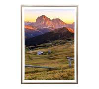 Sicignano Cadre bombé moderne 35 x 50 cm en bois noyer avec panneau MDF robuste verre Crilex - Cadre photo mural horizontal vertical pour photos, tableaux, affiches, documents de diplôme