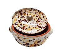 Sicignano - Casserole en terre cuite 21 cm avec couvercle (lot de 2 pièces), ligne Familia, fabriquée en Italie pour cuisine saine, adaptée au four et au gaz, orange et bordeaux