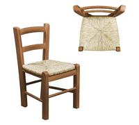 Sicignano - Chaise Bébé Rustique en Hêtre, Assise en Paille, Teinte Noyer, Idéal pour la Méthode Montessori, Salle à Manger