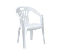 Sicignano | Chaise de jardin en plastique, fauteuil Piona, chaise avec accoudoirs d'extérieur, avec dossier bas, empilable, légère, facile à nettoyer, 56 x 55 x 78 h cm (1, blanc)