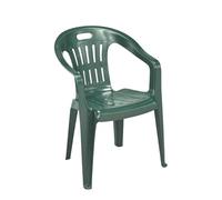 Sicignano | Chaise de jardin en plastique, fauteuil Piona, chaise avec accoudoirs d'extérieur, avec dossier bas, empilable, légère, facile à nettoyer, 56 x 55 x 78 h cm (1, vert)