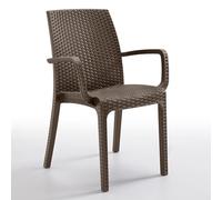 Sicignano | Chaise en rotin indienne marron en plastique 59 x 57 x 86 h cm - empilable, résistante aux UV, facile à nettoyer, mobilier intérieur extérieur bar pub jardin terrasse, fabriqué en Italie