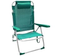 Sicignano Chaise longue de plage en aluminium Ø22 mm, bâche en textilène, avec coussin, 115 x 64 x 50 cm (Turquoise)