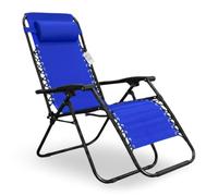 Sicignano Chaise longue pliante réglable de jardin en acier peint et textile avec appuie-tête 65 x 63 x 110 h cm (3, bleu)
